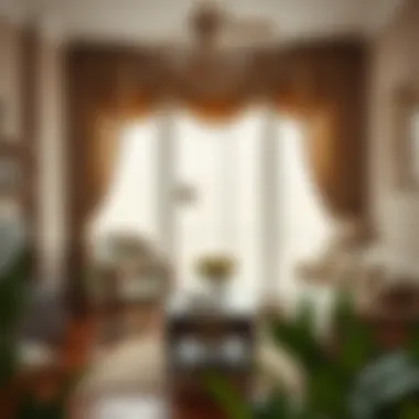 A traditional home interior featuring American curtains that blend seamlessly with decor.