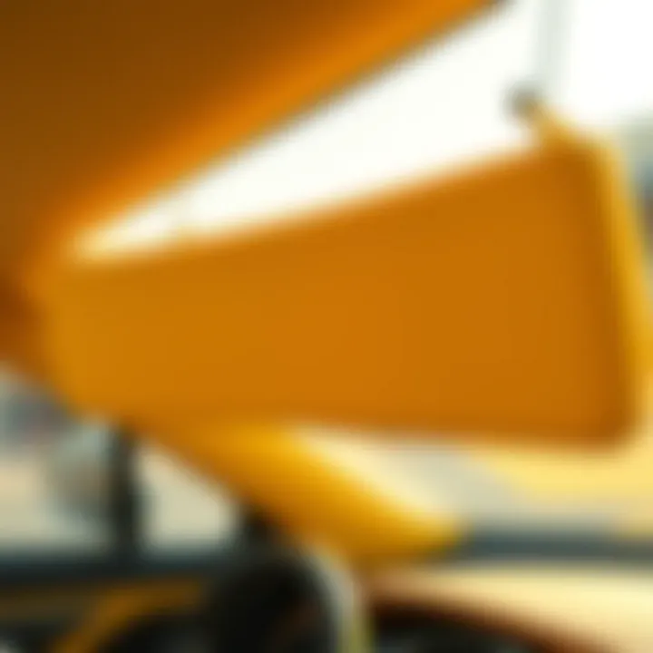 Close-up of a yellow sun visor showcasing its design details