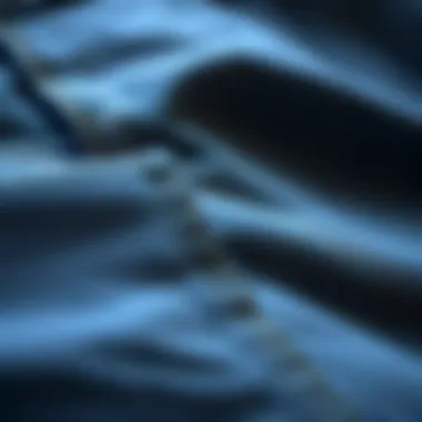 Close-up of fabric texture and stitching on plus size jeans