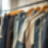 Diverse styles of plus size jeans displayed on a rack