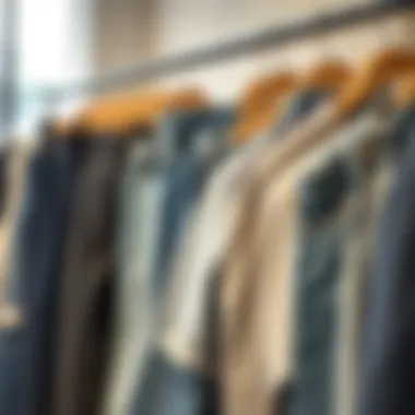 Diverse styles of plus size jeans displayed on a rack