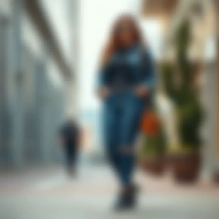 Trendy plus size jeans styled with accessories