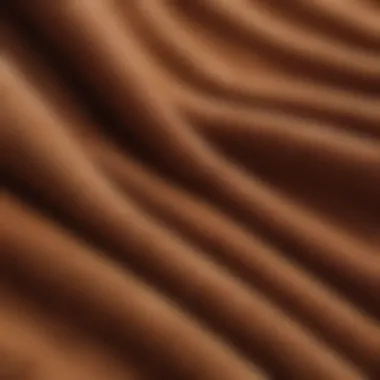 Close-up of the soft texture and color variations of a corduroy fleece jacket fabric.