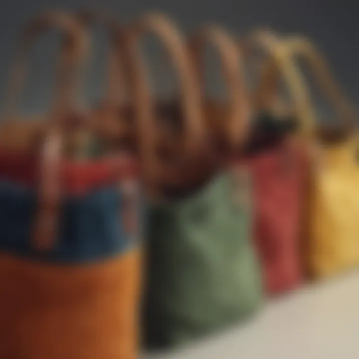 A collection of various corduroy shoulder tote bags in different colors and styles