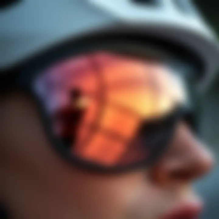 Close-up of advanced lens technology in cycling eyewear