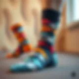 Creative sock design layout featuring patterns and colors