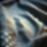 An artistic display of diamond dotting on fabric showcasing intricate patterns