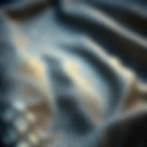 An artistic display of diamond dotting on fabric showcasing intricate patterns