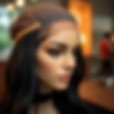 Close-up of the elastic band integration in lace front wigs for enhanced security