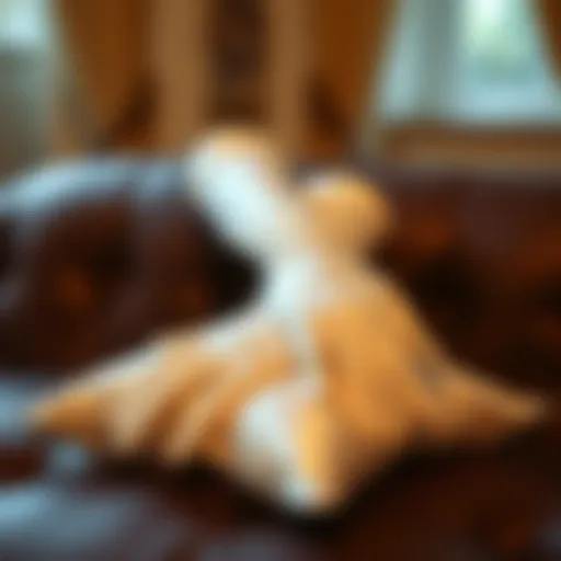 Elegant elbow length wedding gloves displayed on a satin pillow