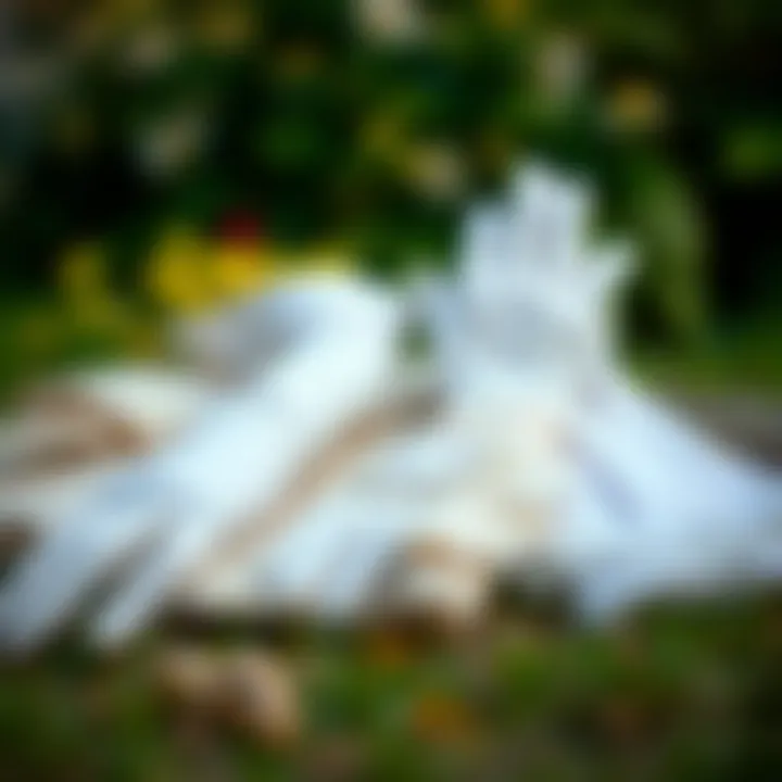 Collection of various materials used for elbow length wedding gloves