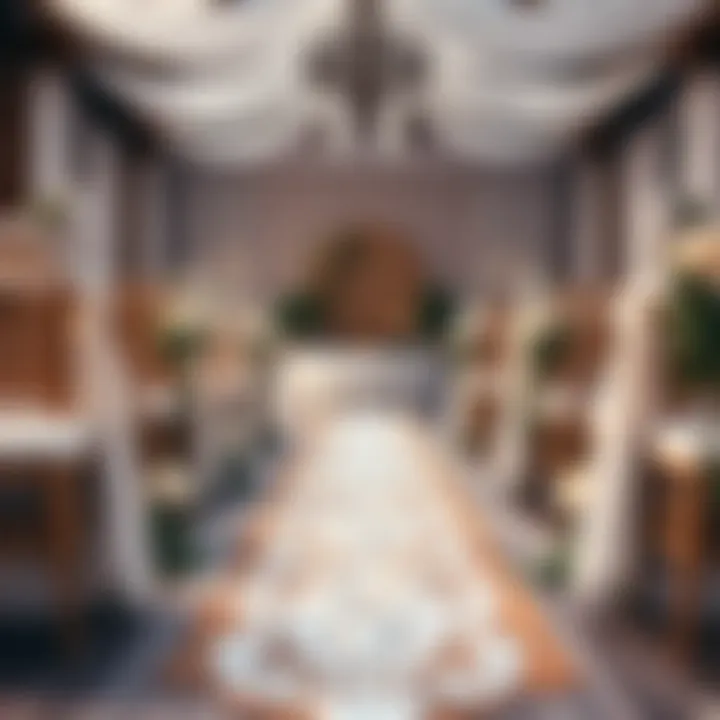 Elegant wedding setup featuring burlap and lace aisle runner