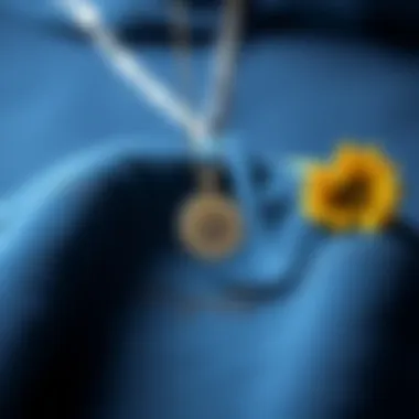 Elegant engraved sunflower necklace displayed on a velvet background