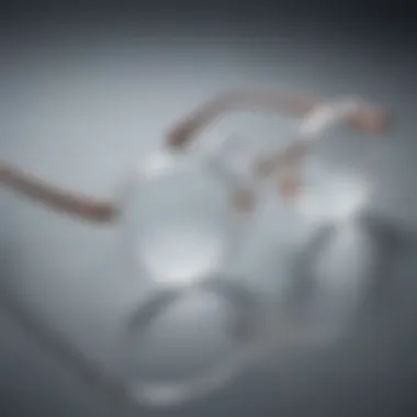 Elegant clear heart-shaped glasses displayed on a reflective surface