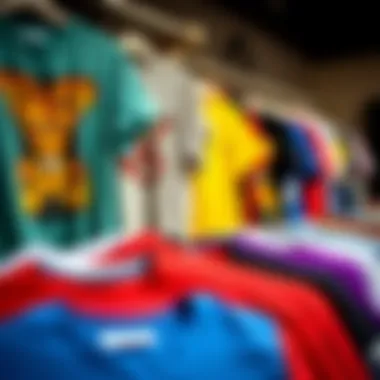 Selection of vibrant plus size tee shirts on display