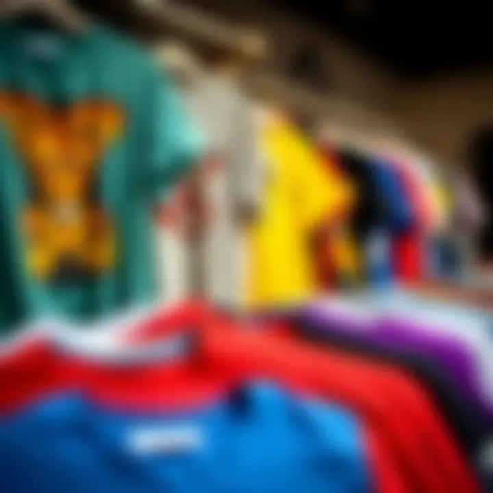 Selection of vibrant plus size tee shirts on display