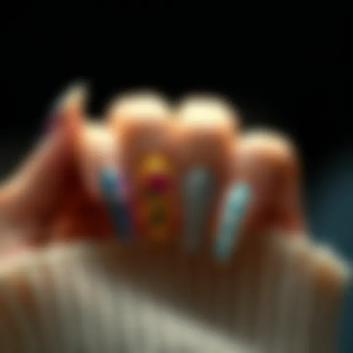 Trendy press-on nails with unique designs and patterns