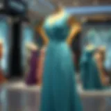 Elegant aqua blue plus size dress on display