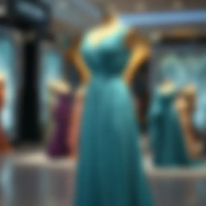 Elegant aqua blue plus size dress on display
