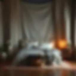 Elegant fabric backdrop enhancing bedroom aesthetics