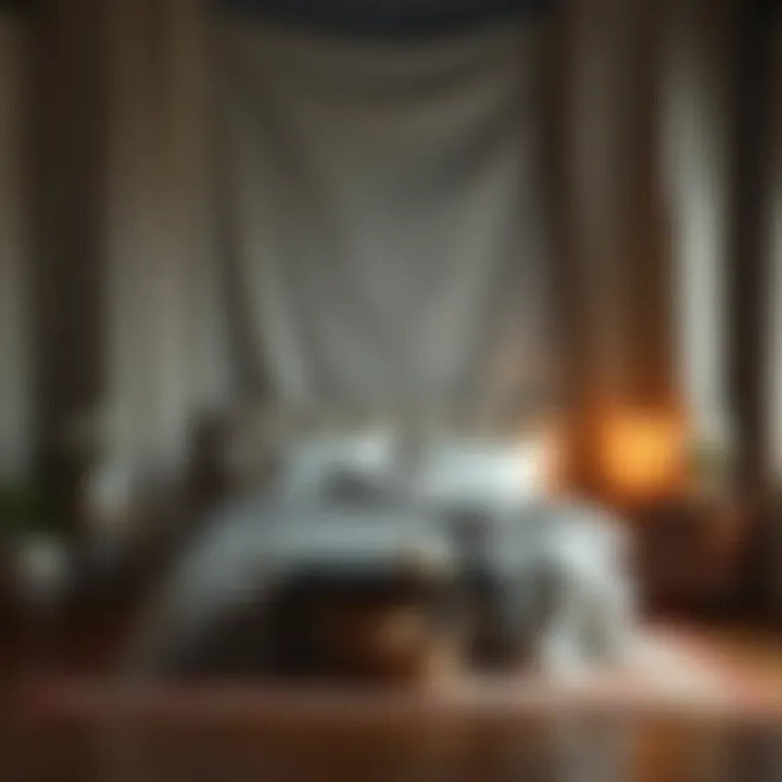 Elegant fabric backdrop enhancing bedroom aesthetics