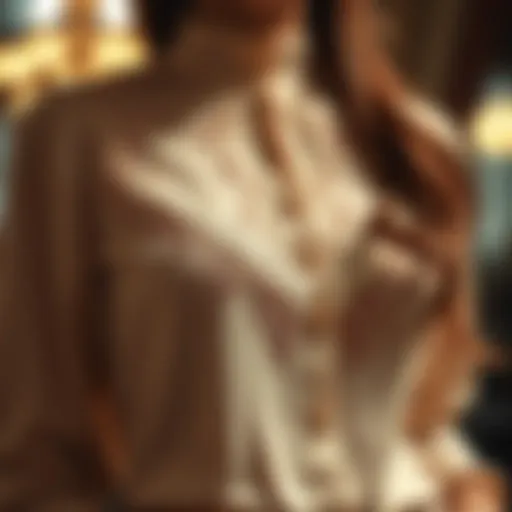 Elegant silk blouse with intricate lace detailing