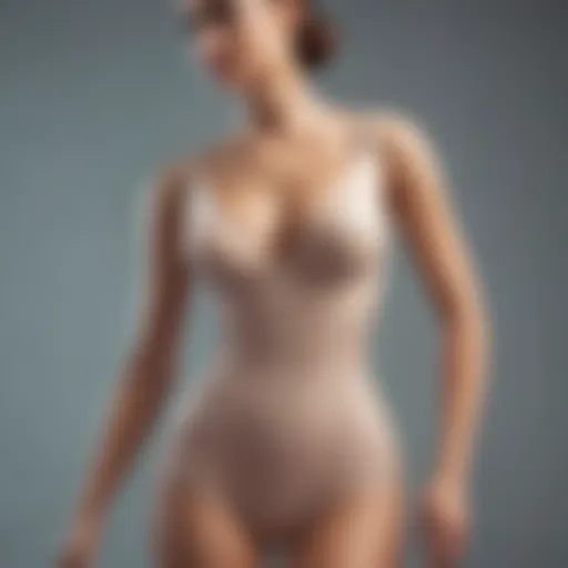 Elegant body shaping romper displayed on a mannequin