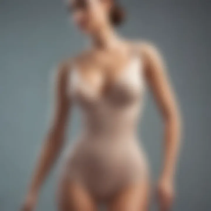 Elegant body shaping romper displayed on a mannequin