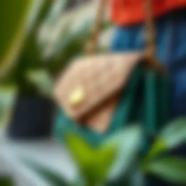 Close-up of a stylish purse made from sustainable materials