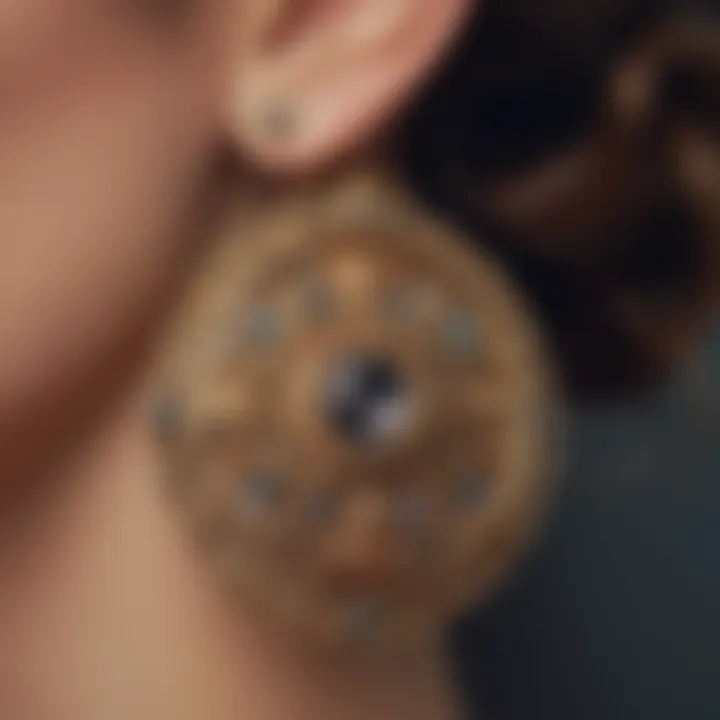 Close-up view of a decorative earring back cover highlighting intricate details