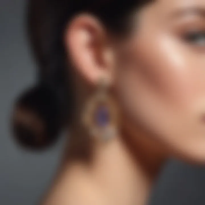 A fashion-forward individual wearing earrings with stylish back covers