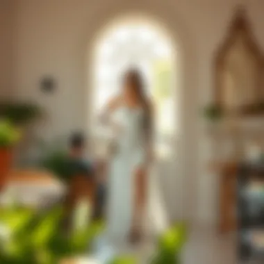 Diverse styling options of the white summer dress showcased in a fashionable setting