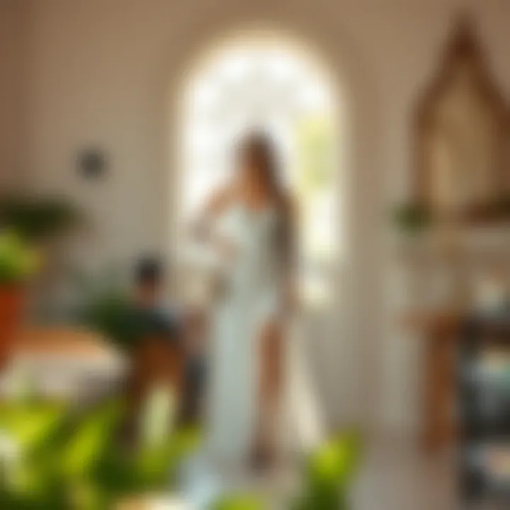 Diverse styling options of the white summer dress showcased in a fashionable setting