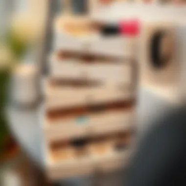 Elegant stackable jewelry drawers displaying a variety of accessories organized by color