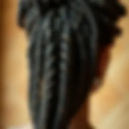 Intricate detail of kinky twist crochet hair