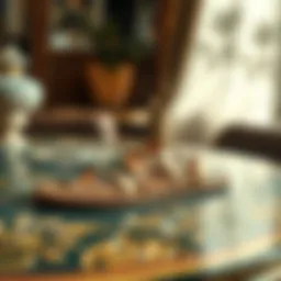 Elegant Roman sandals on a decorative surface