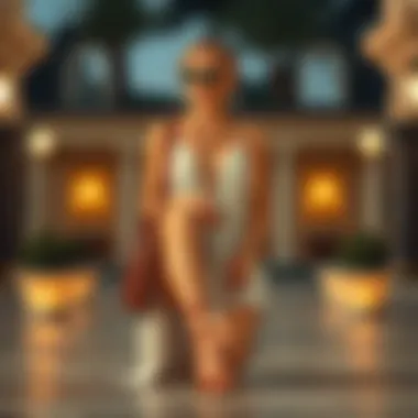 Fashionable outfit paired with Roman sandals in a stylish setting