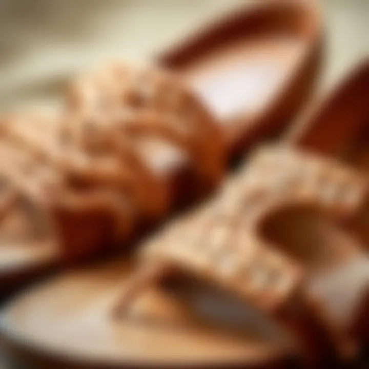 Close-up of sustainable materials in sandal construction