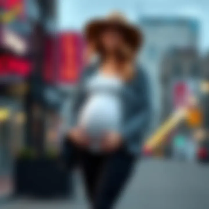 Fashionable outfit featuring maternity fleece leggings