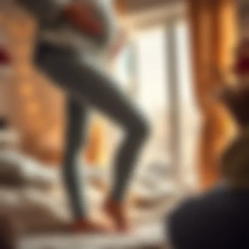 Stylish maternity fleece leggings in a cozy setting