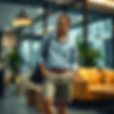 Stylish outfit featuring chino shorts in a modern setting