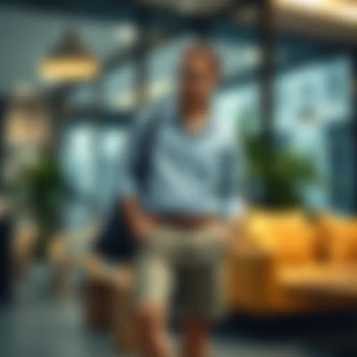 Stylish outfit featuring chino shorts in a modern setting