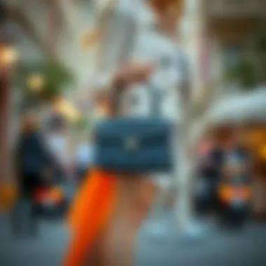 Stylish outfit paired with a mini double handle satchel bag