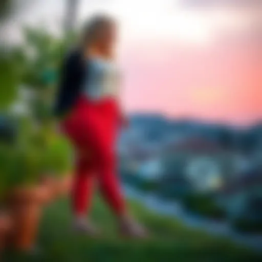 Vibrant plus size capri leggings in a stylish outdoor setting