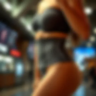 Artistic representation of cultural perceptions of body shapes and fitness.