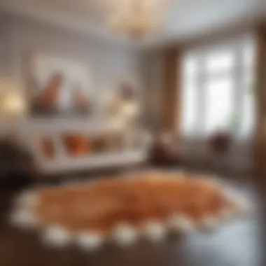 Stylishly Decorated Room with Faux Fox Fur Rugs Stylishly decorated room featuring faux fox fur rugs as focal points