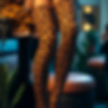 A fashionable display of leopard print thigh highs in a modern wardrobe