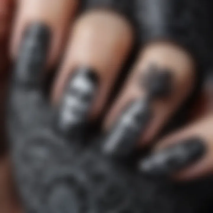 Close-up of intricate designs on Nightmare Before Christmas nails