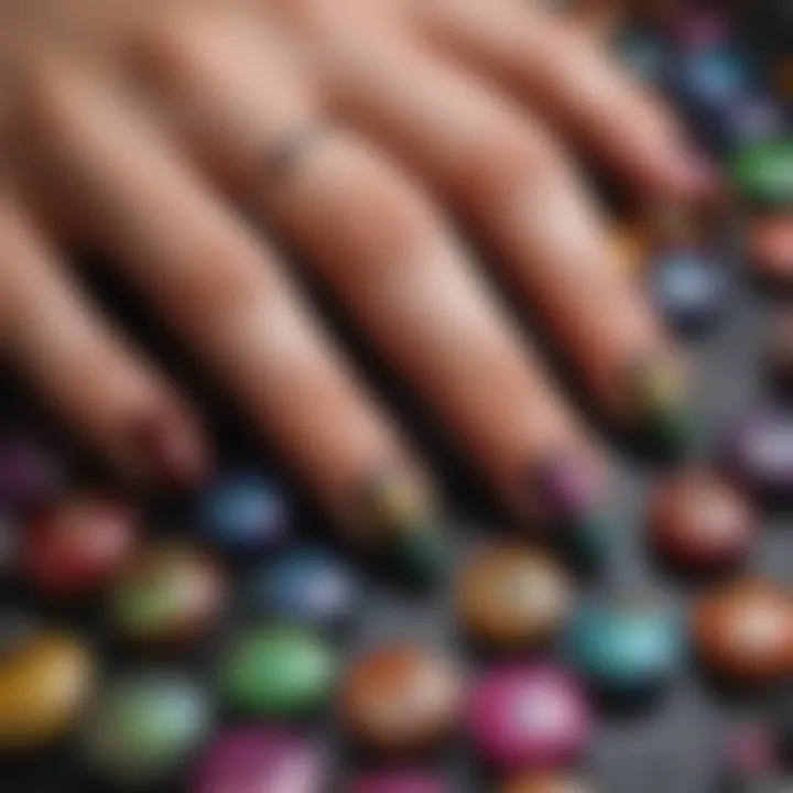 Colorful array of materials used for press-on nail designs