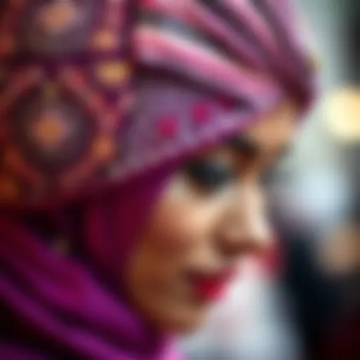 Glamorous close-up of a sequin turban showcasing intricate design